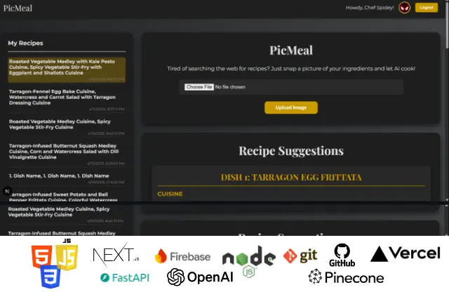 PicMeal recipe flow preview